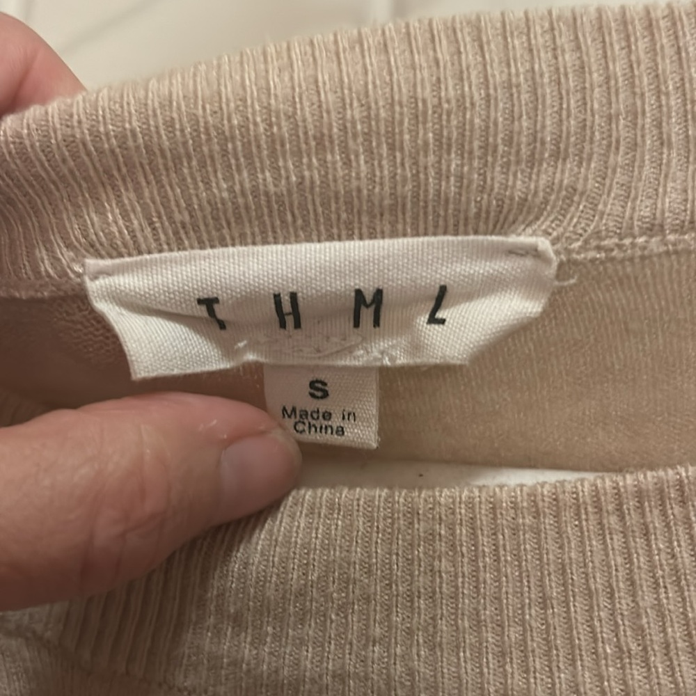 Unique THML size small tan embroidered sweater - Picture 2 of 4